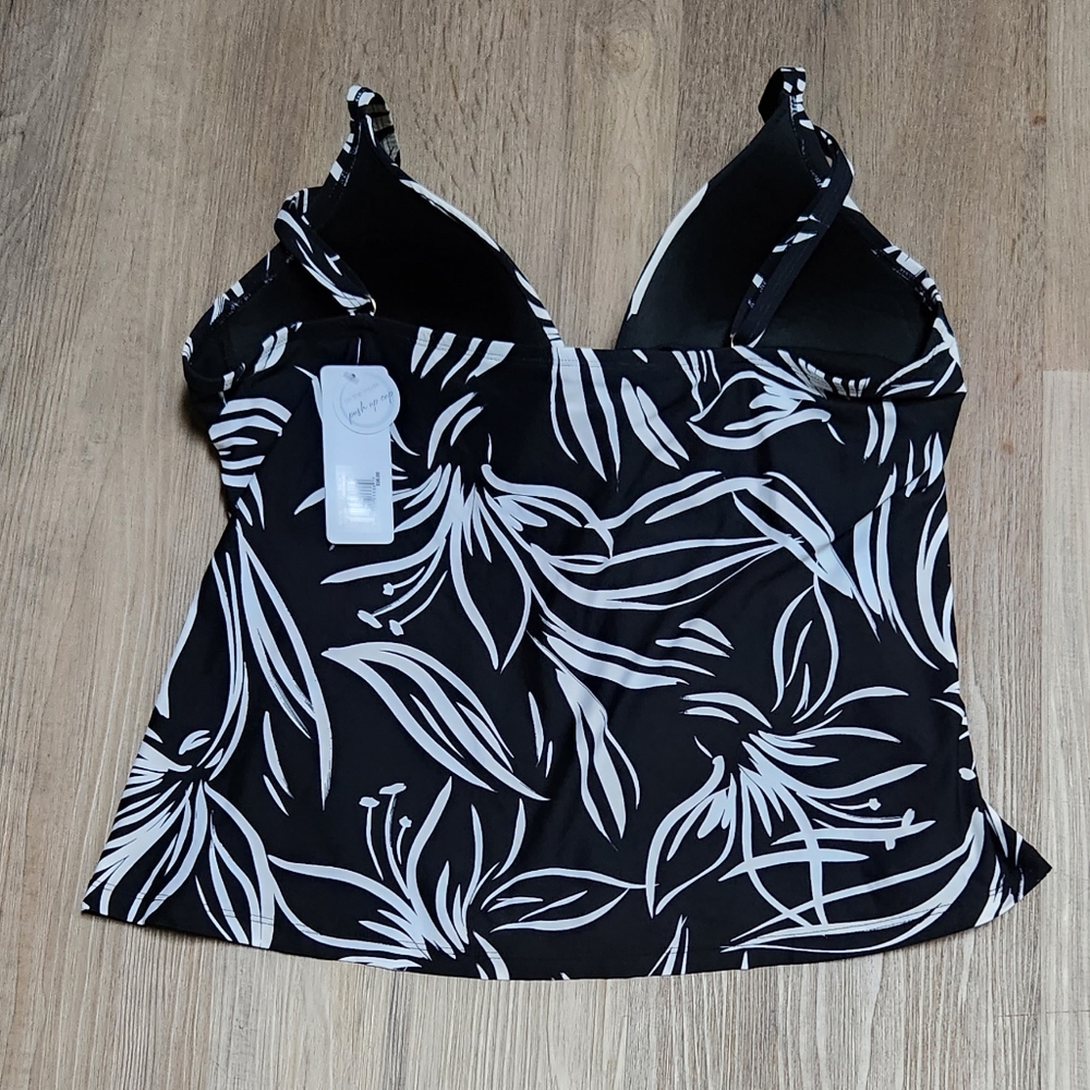 NWT Freshwater Black & White Tankini Swim Top~SO pretty sz XXL BIN I - Picture 4 of 7